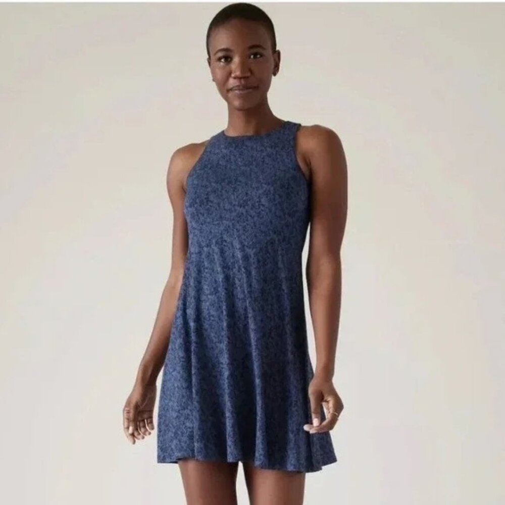 Athleta Santorini Thera Mini Dress, Traverse Geo Navy - Size Medium